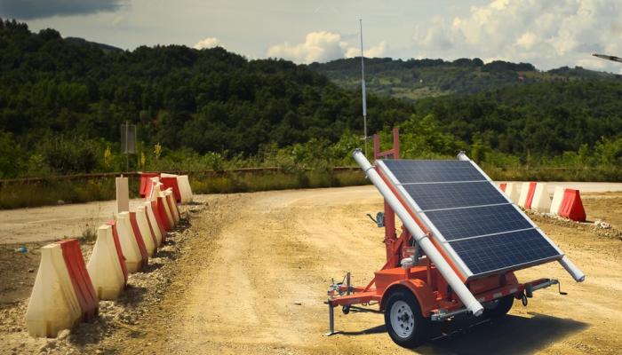 Solarmax equipment on a gravel road