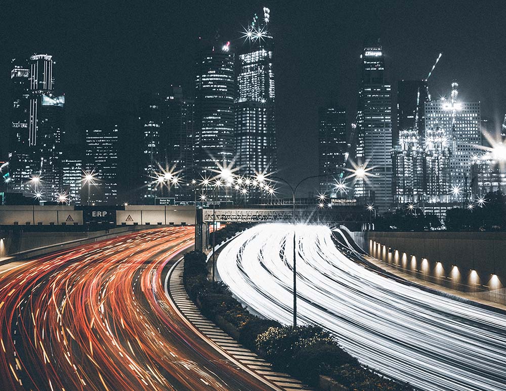 city highway at night
