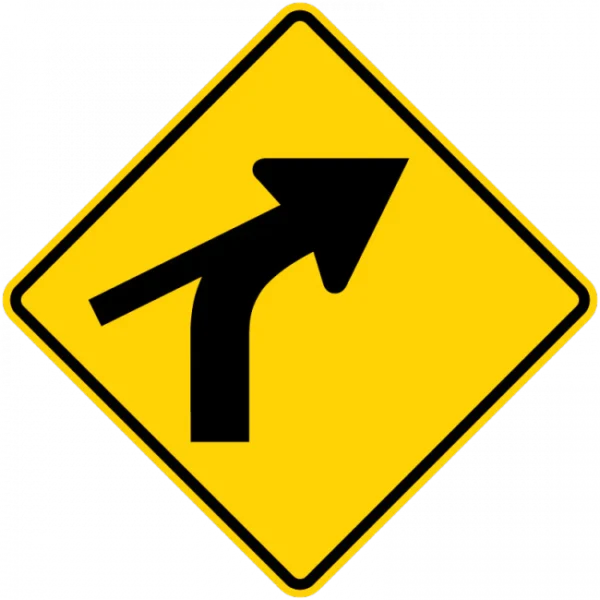 W10-1c Left Turn with Tick (Side Road Merge) | Interwest Safety Supply