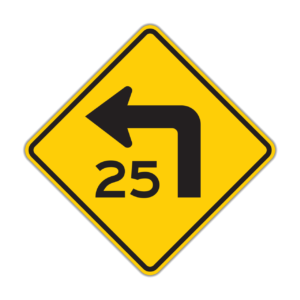 W1-1A Left/Right Turn, XX MPH Sign - Choose Your Reflective Grade for Optimal Traffic Safety | Interwest Safety Supply