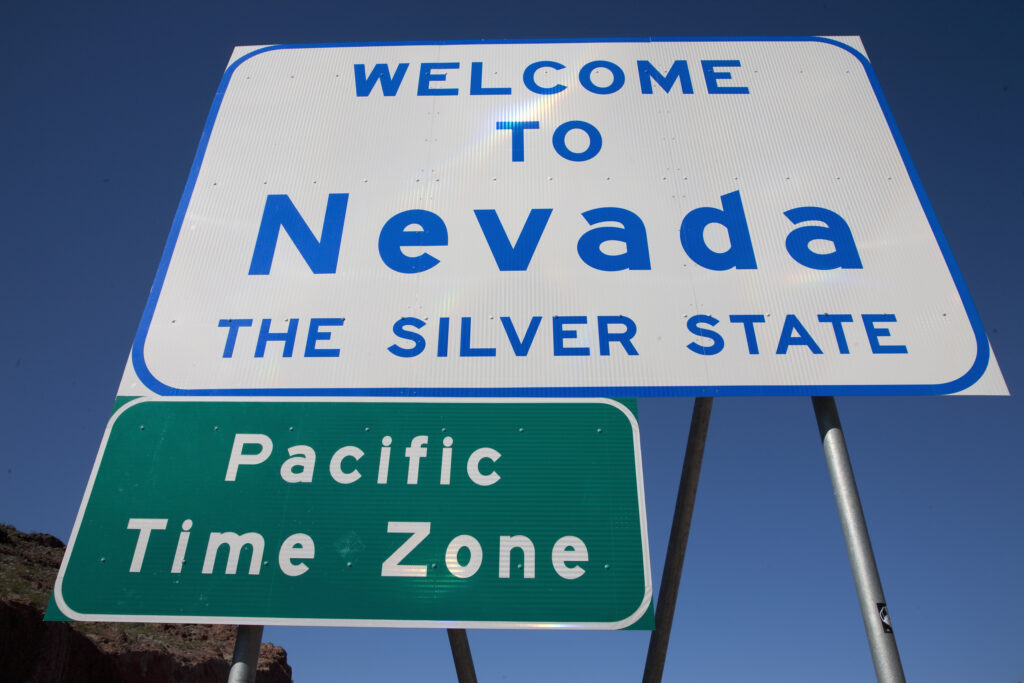 Nevada state welcome signage